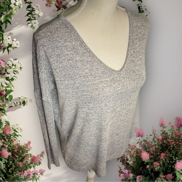 Rag & Bone Heather Gray Marled Slouchy V-Neck Knit Long Sleeve Top Size XS - Picture 9 of 10